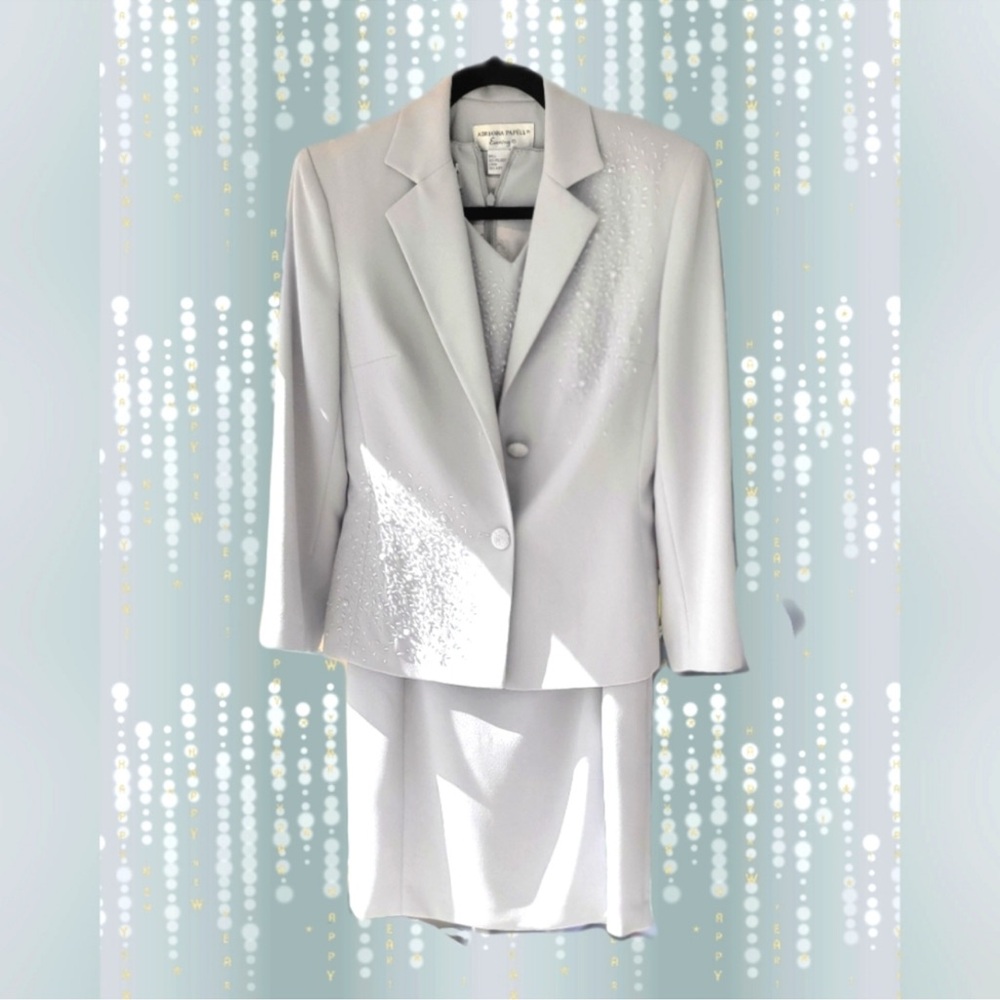 Adrianna Papell Light Gray Mother of the Bride Dress Suit
